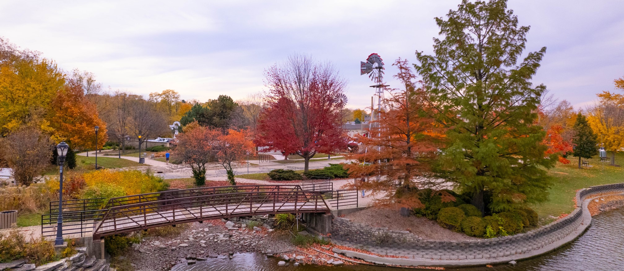 windmill and fall trees near city hall