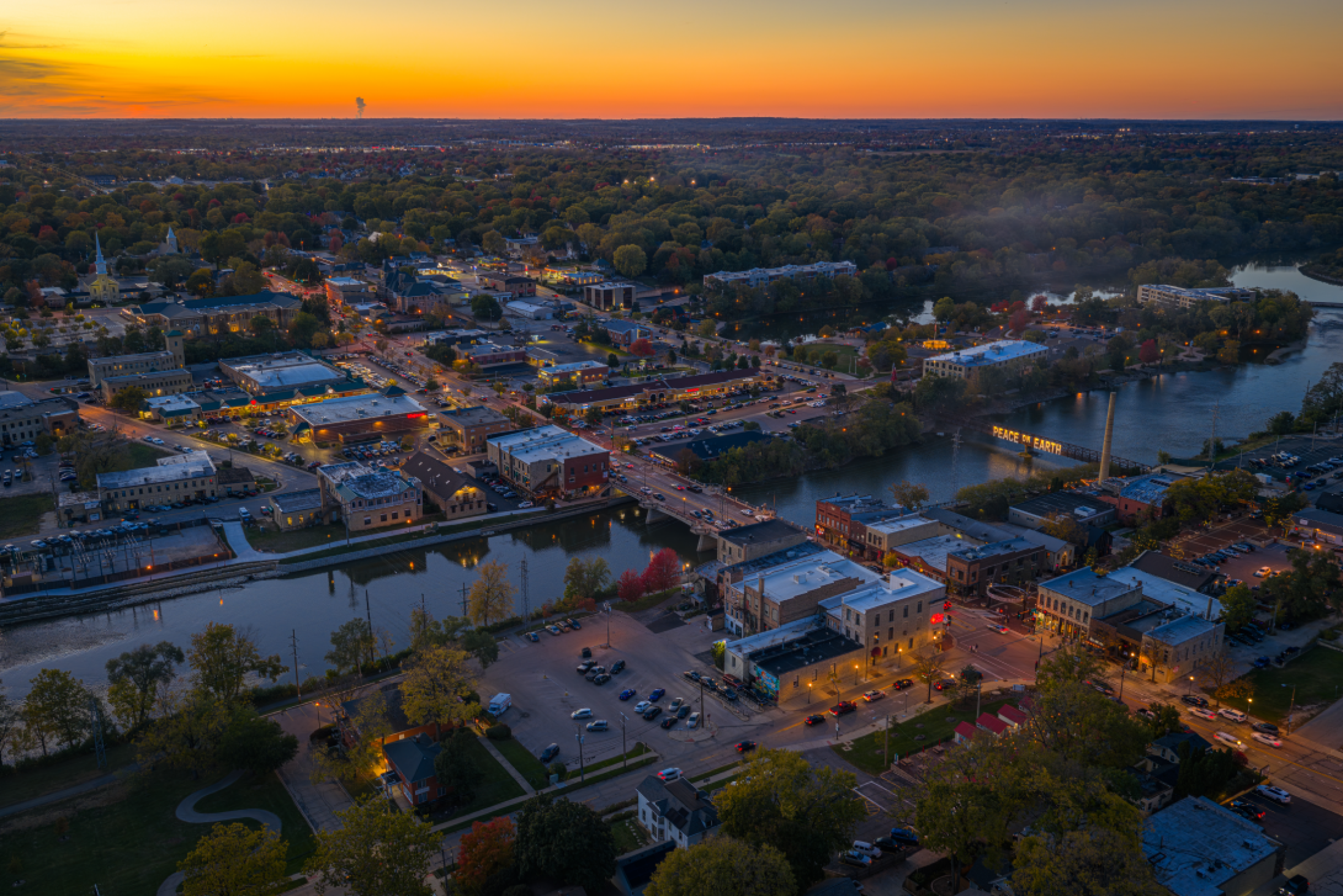 downtown batavia aerial view