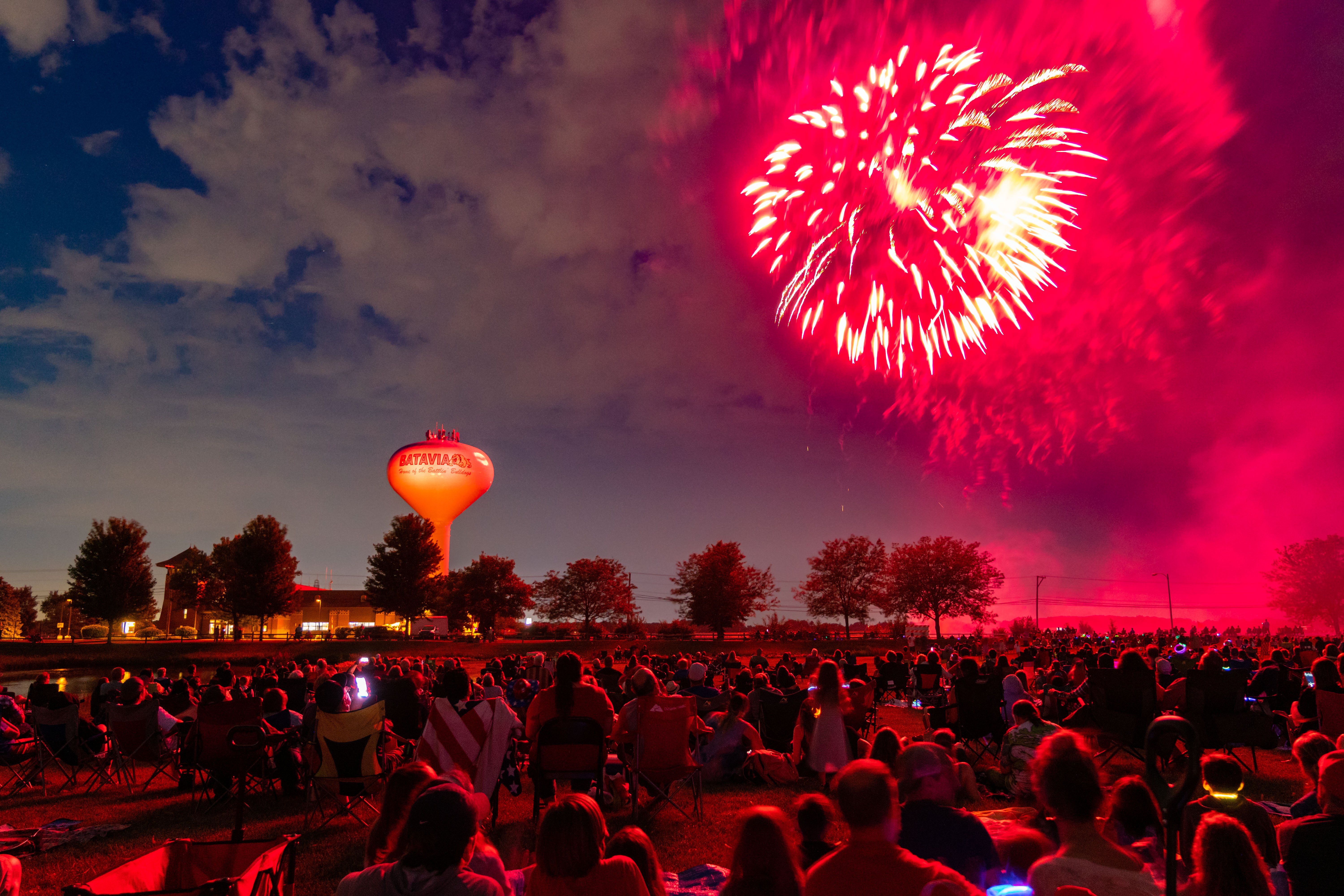 firworks over Batavia water tower