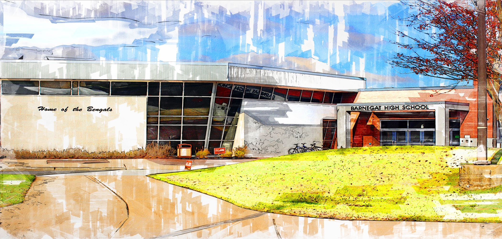 Water Color image of the entrance to BHS