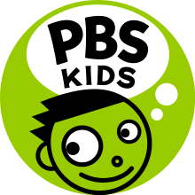 A cartoonish green boy's face with a large eye and a playful expression, surrounded by the text 'PBS KIDS' in bold black letters, set against a bright green circular background.
