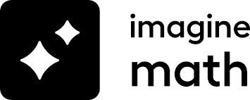 A logo featuring a stylized icon with two sparkles on the left and the text 'imagine math' in a modern font on the right.