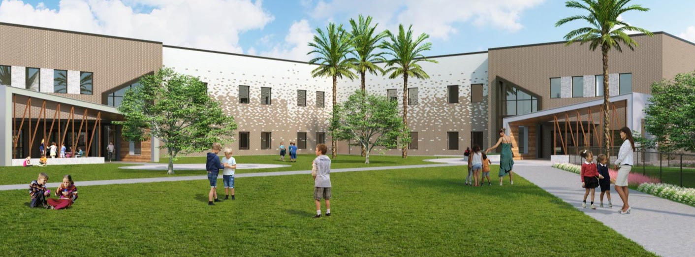 architectural rendering of new school building