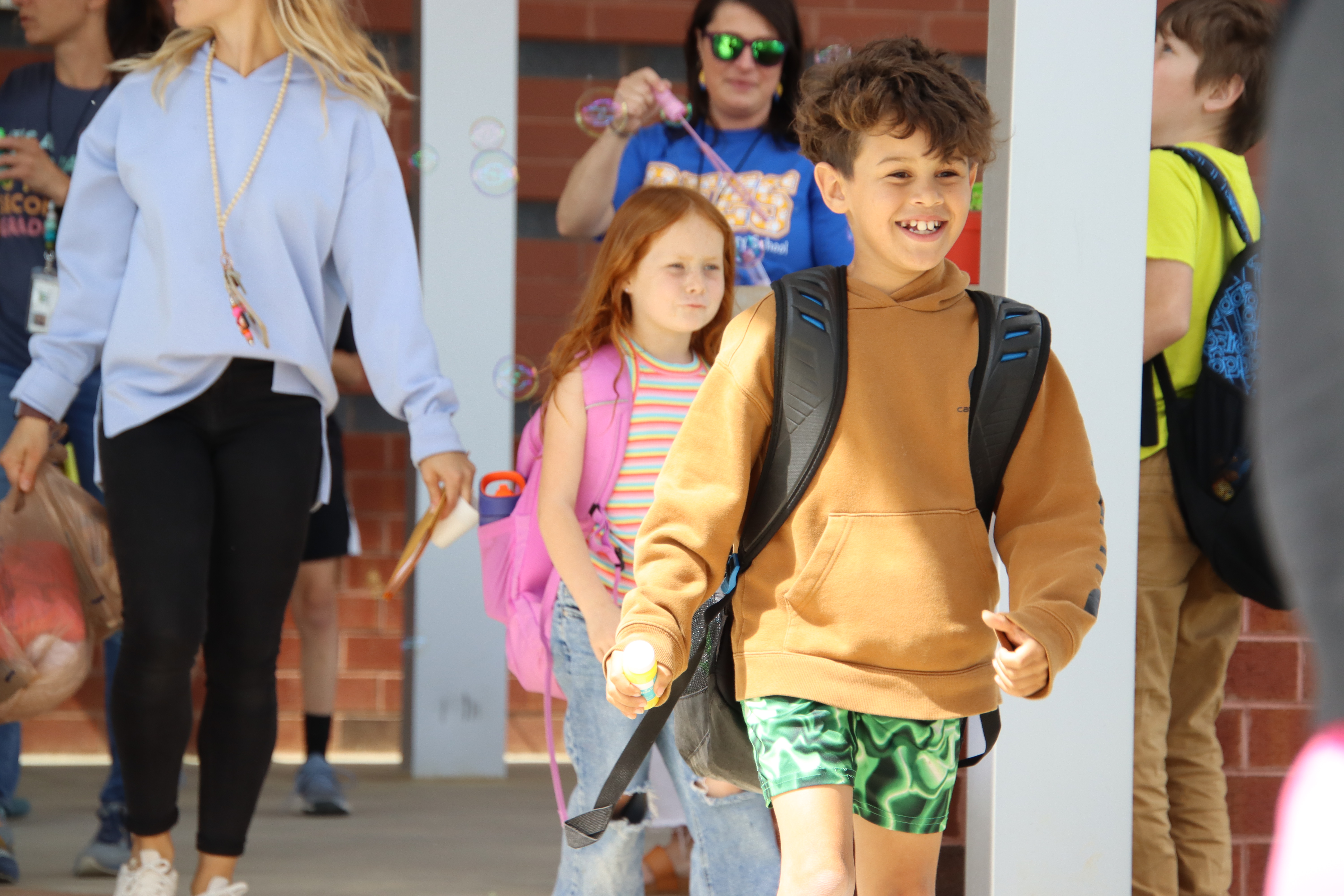 Student walking at school