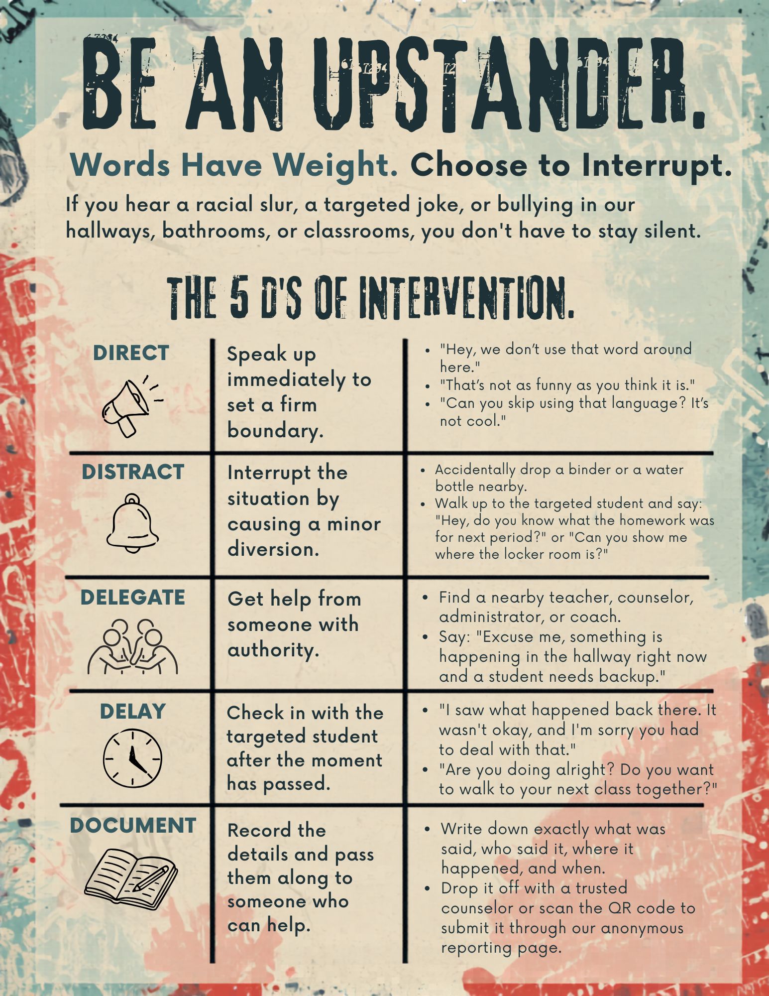 Be an Upstander: Words have weight. Choose to interrupt.