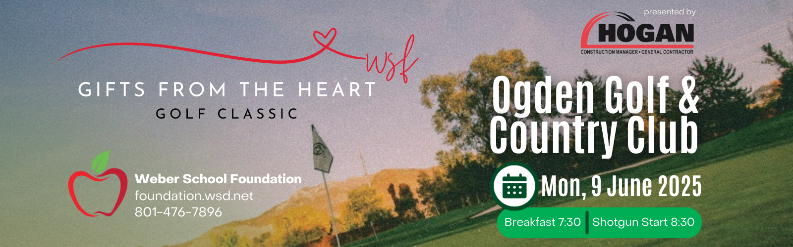 Gifts from the Heart Golf Classic event banner that says Ogden Golf & Country Club  Monday, 9 June 2025