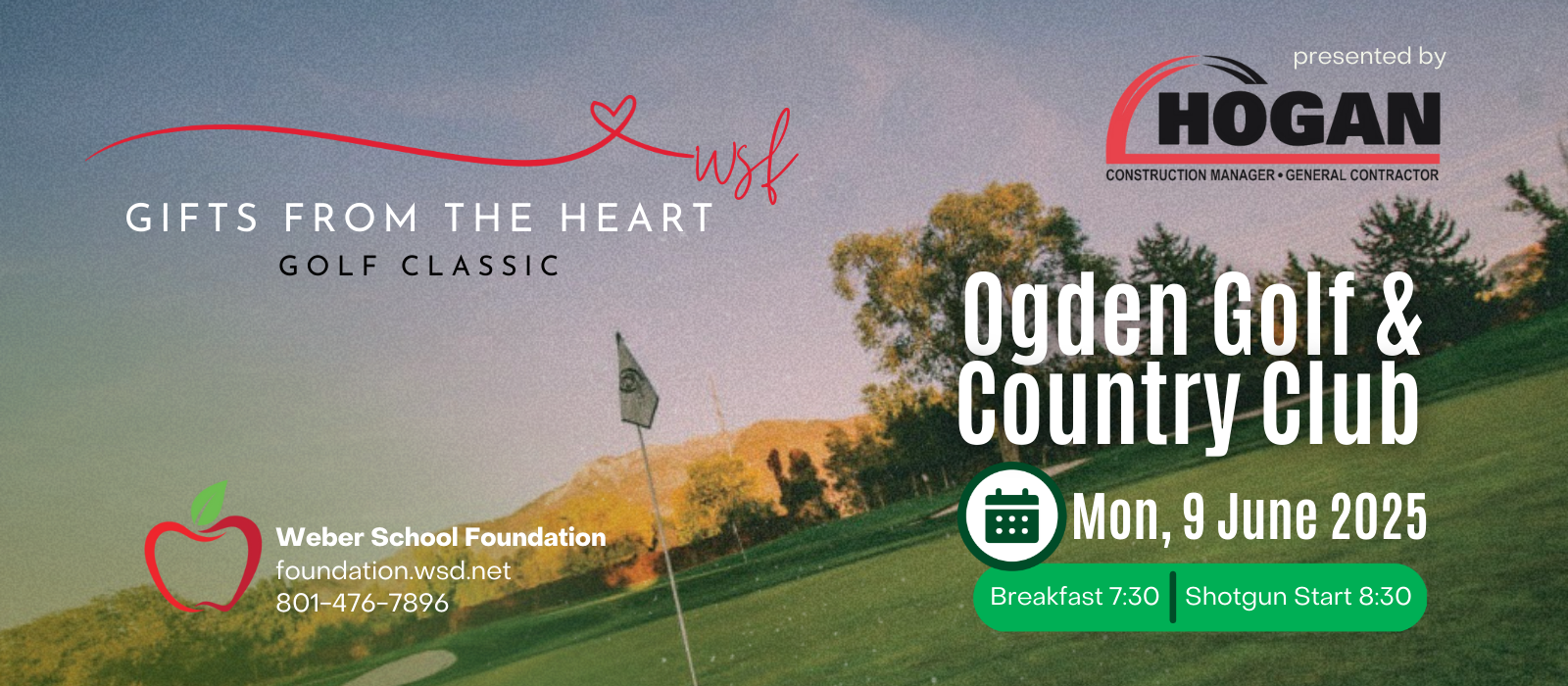 Gifts from the Heart Golf Classic event banner that says Ogden Golf & Country Club Monday, 9 June 2025