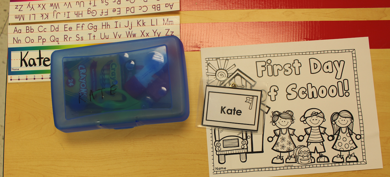 First day of school items on a desk
