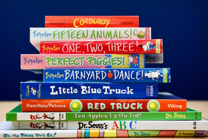 Elem stacked books