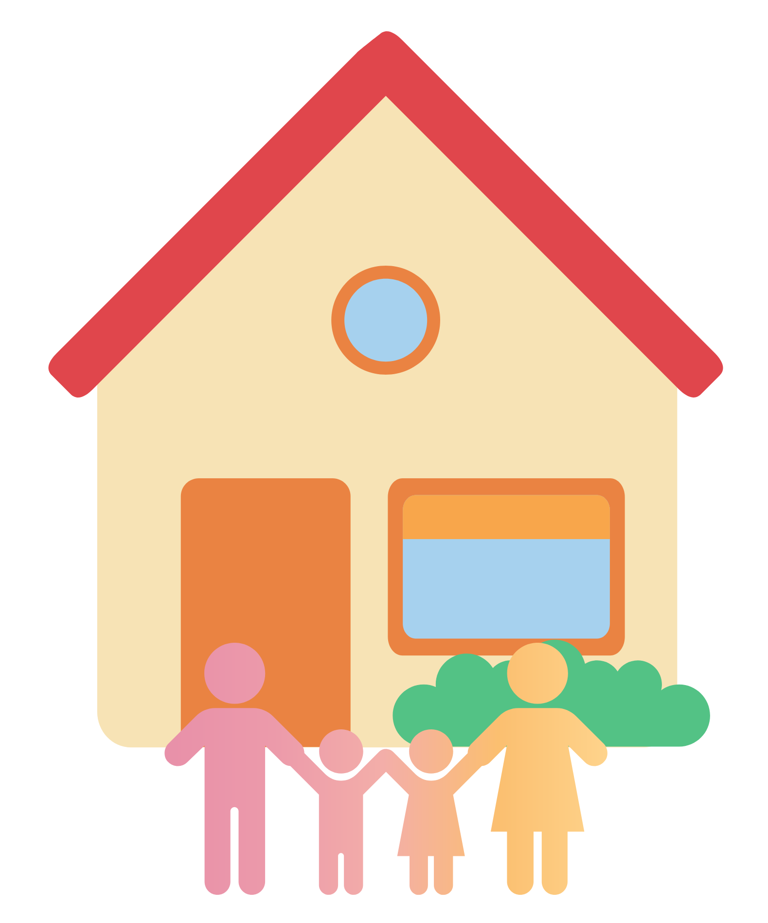 home icon with a family icon