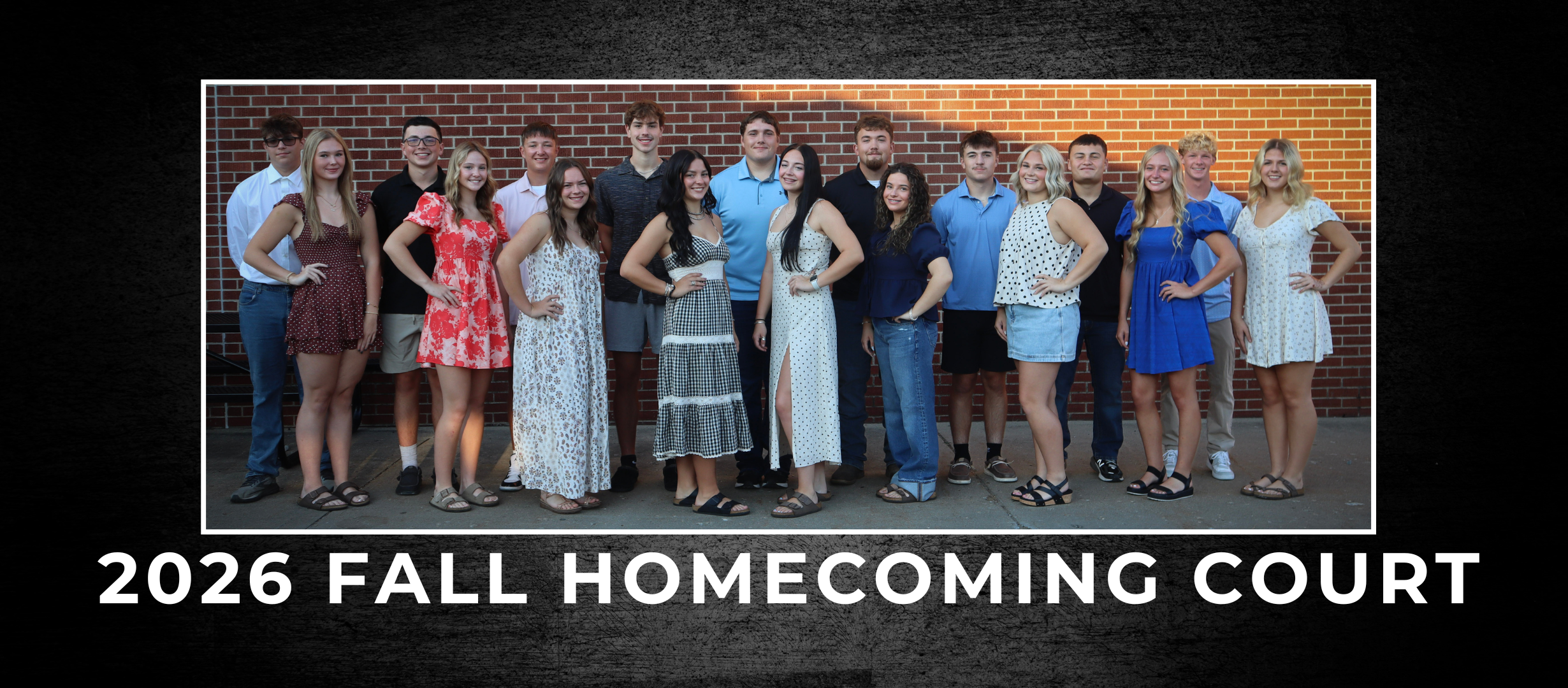 2026 Fall homecoming court pose for a photo. 