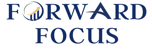 The image features the text 'FORWARD FOCUS' with a stylized upward arrow and bar graph integrated into the design, suggesting themes of growth and progress.
