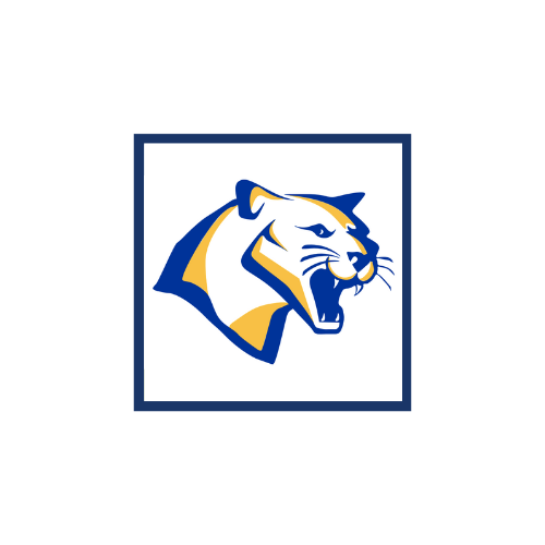A stylized logo of a panther's head in profile, featuring blue and gold colors against a white background.