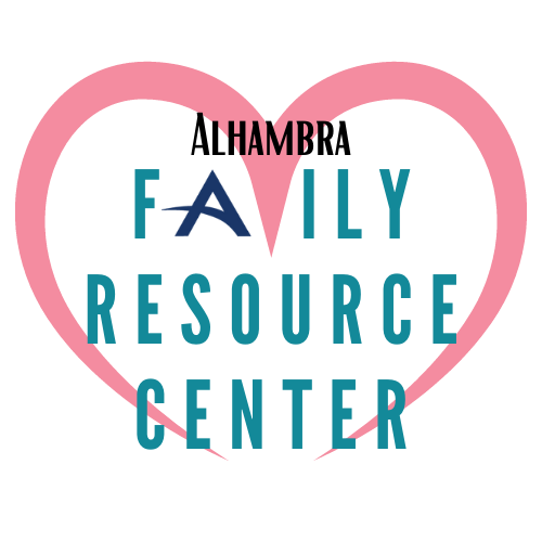 A logo featuring a pink heart outline with the words 'FAMILY RESOURCE CENTER' in bold blue letters, and the word 'CHAMBER' in smaller text above.
