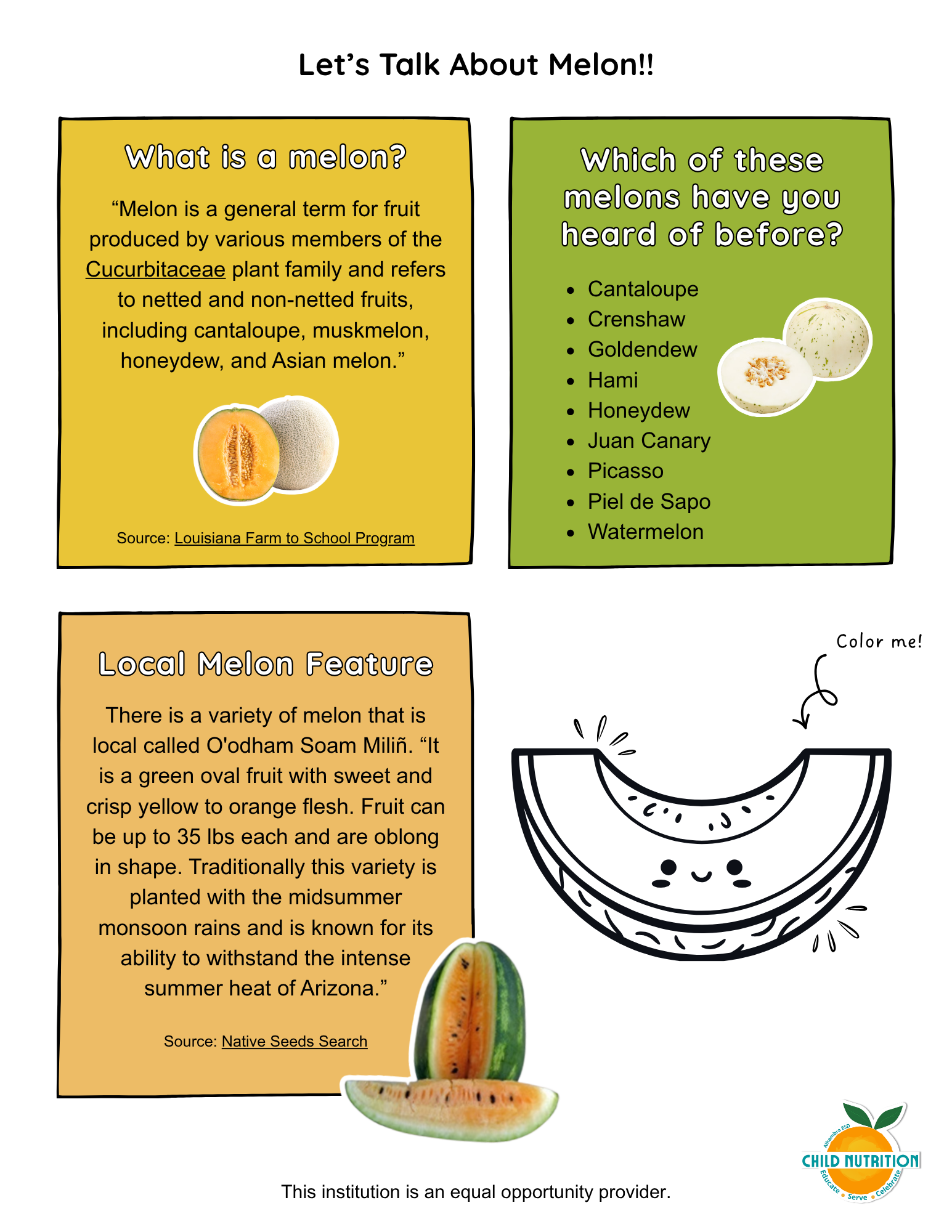 Melon Nutrition Education Page 1 of 3