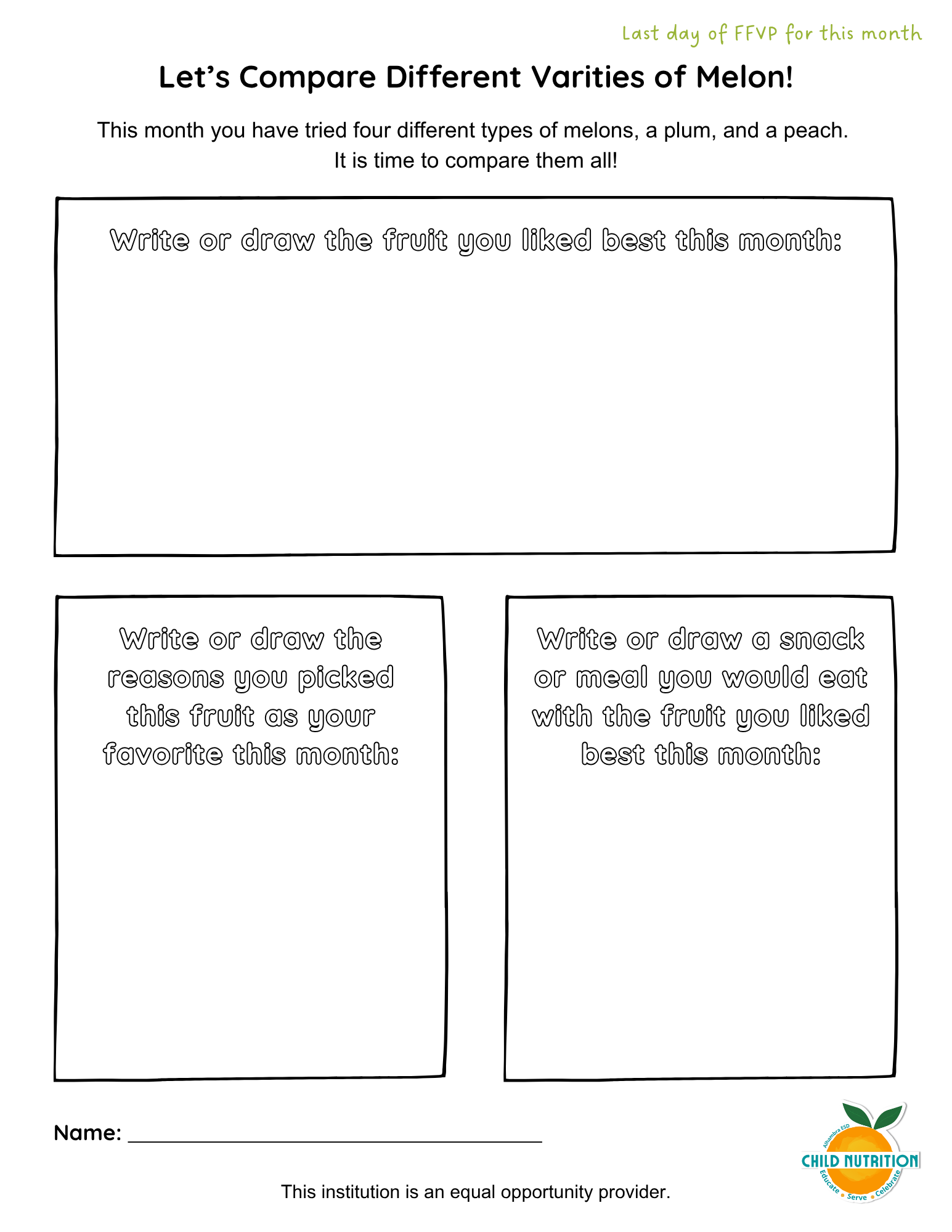 Melon Nutrition Education Page 3 of 3