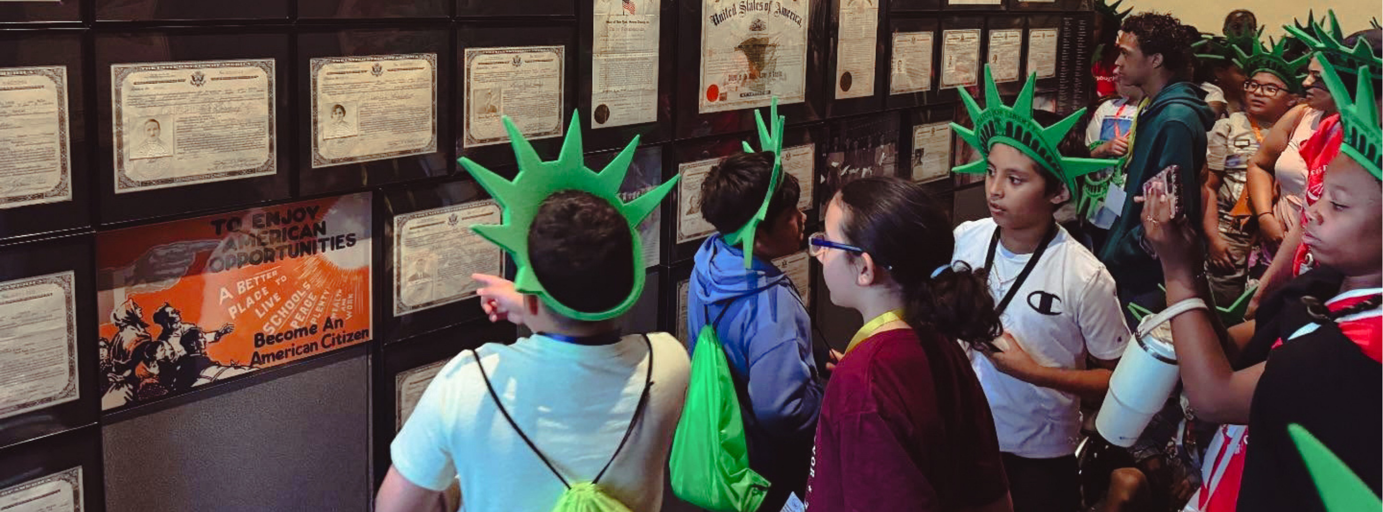 Students visitng the Statue of Liberty and Ellis Island