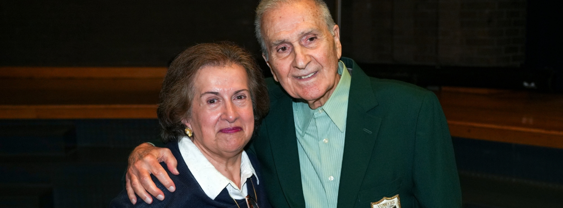 Board of Education President Dr. Rosalba Corrado Del Vecchio and retired Yonkers Police Officer and Police Athletic League (PAL) Boxing Coach Salvatore Corrente.