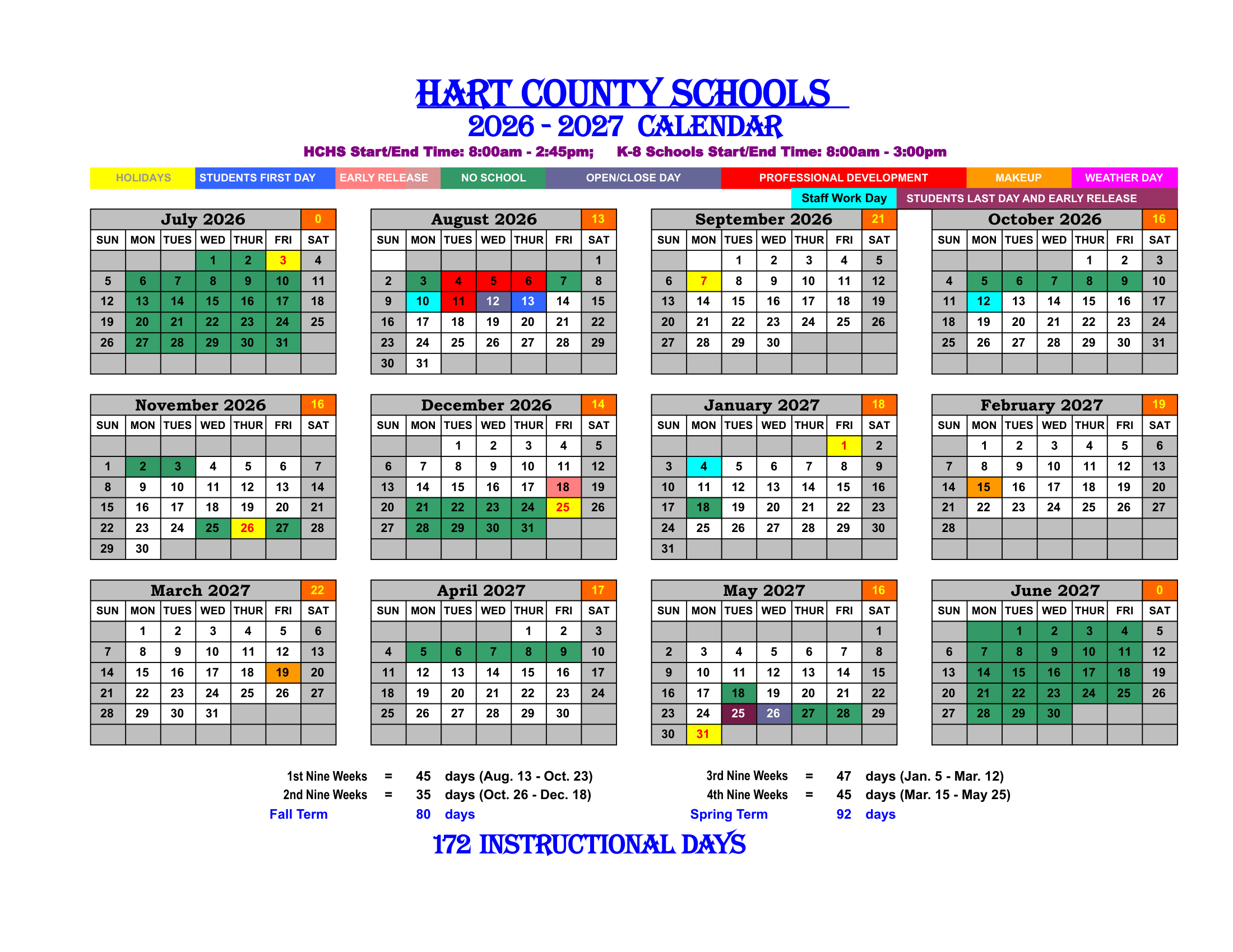 2026-2027 school calendar