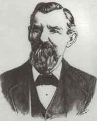 A black and white illustration depicting a bearded man, showcasing intricate details in his facial features and expression.