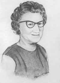 A drawing of a woman wearing glasses and a stylish black dress, exuding elegance and sophistication.