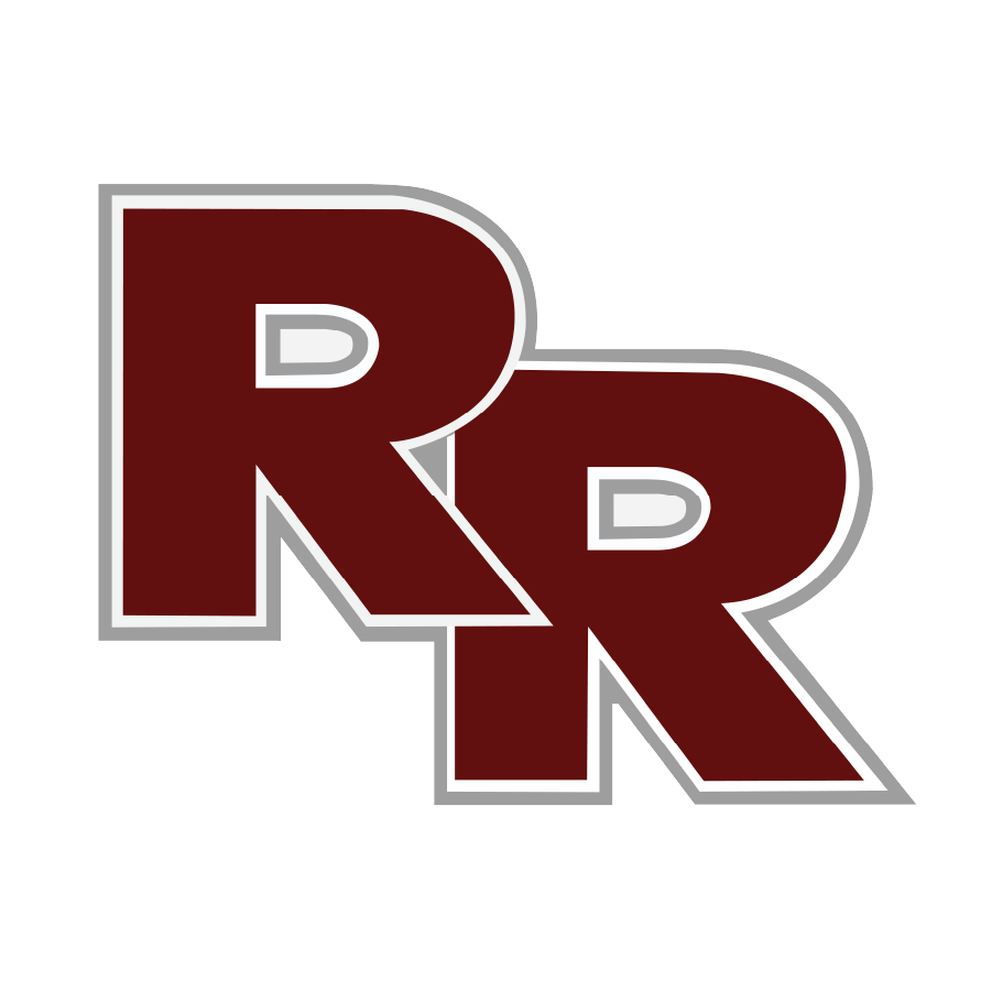 A stylized logo featuring two overlapping capital letters 'R' in maroon and white against a black background.