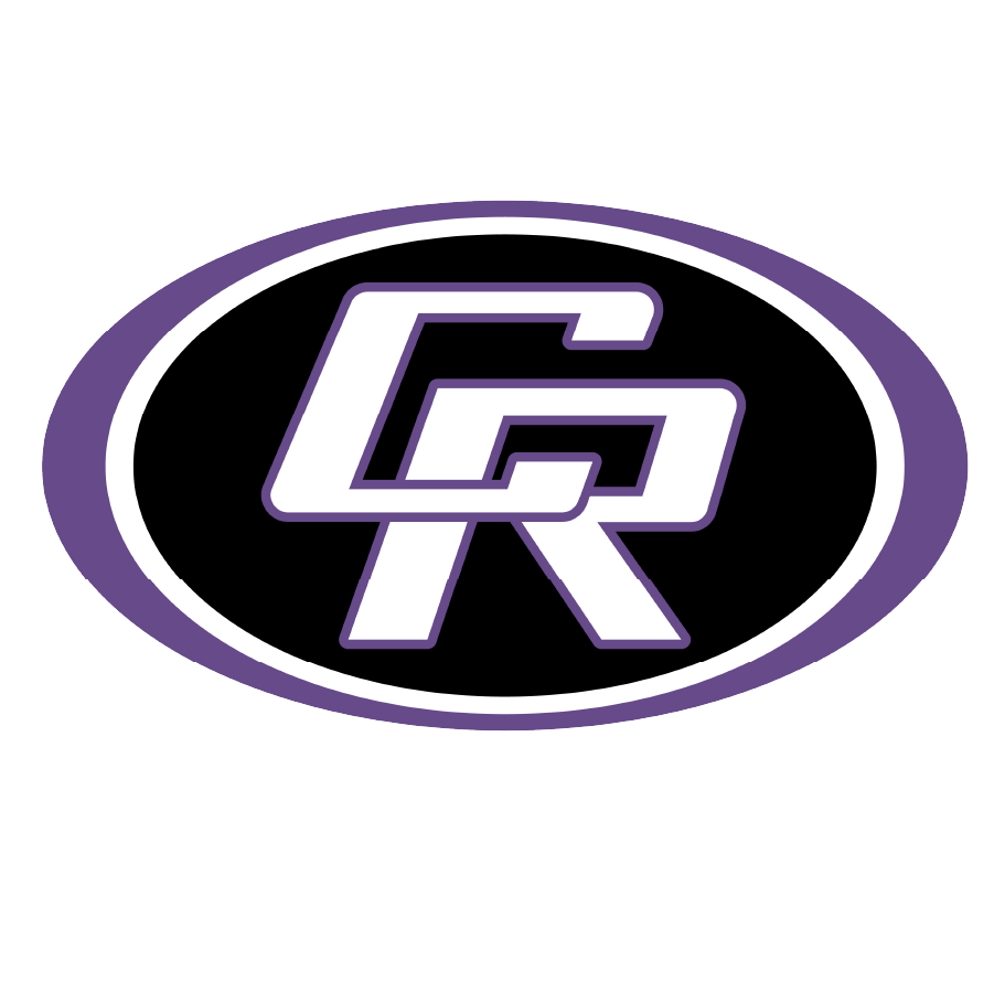 A stylized logo featuring the letters 'C' and 'R' in white and purple, enclosed within an oval shape on a black background.