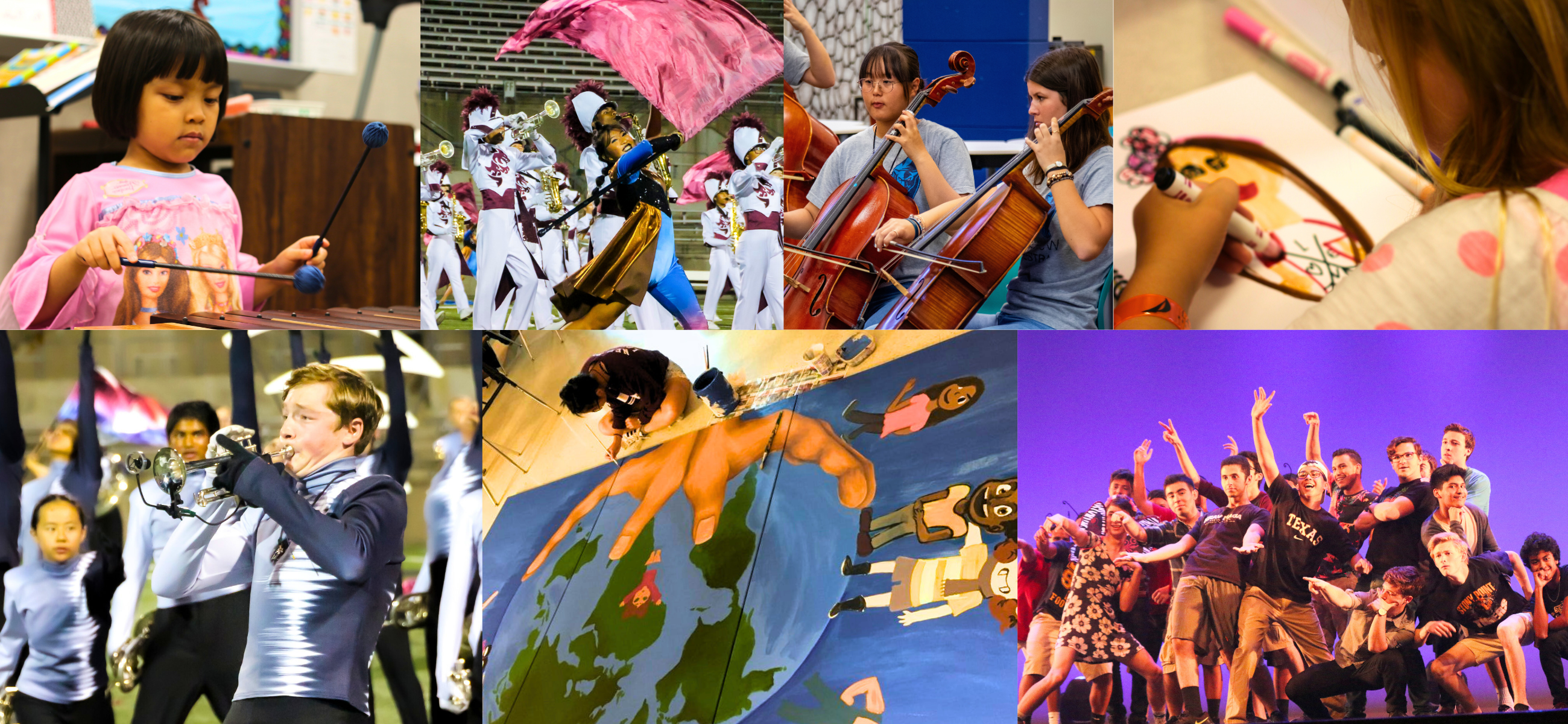 A collage of different art offered at Round Rock ISD