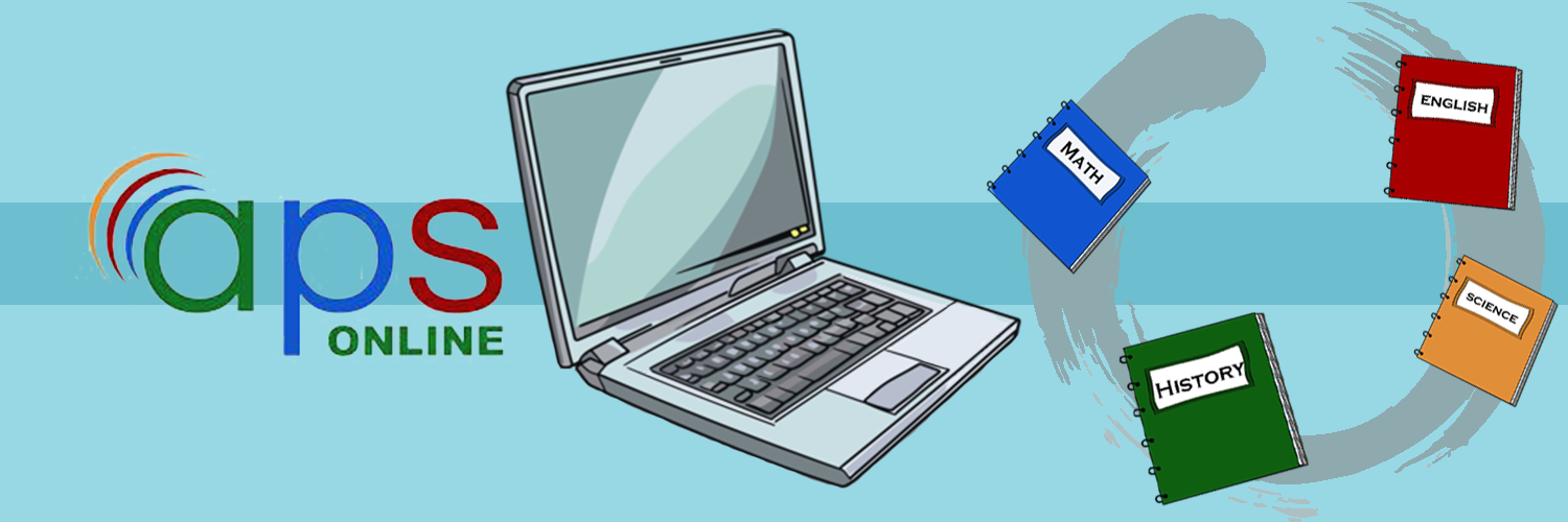 An illustration featuring a laptop with the text 'aps ONLINE' and colorful folders surrounding it, suggesting an online document management system.