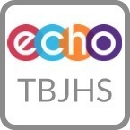 A logo featuring the word 'echo' in colorful letters, with 'TBJHS' displayed below in a simple font.