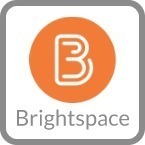 A logo featuring a stylized letter 'B' in white on an orange circular background, with the word 'Brightspace' written below in a simple font.