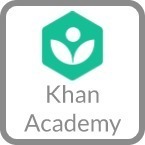 A logo for Khan Academy featuring a hexagonal shape with a stylized figure and two leaves, accompanied by the text 'Khan Academy' below.