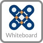 A logo featuring a stylized blue and orange design with circular and diamond shapes, labeled 'Whiteboard' underneath.