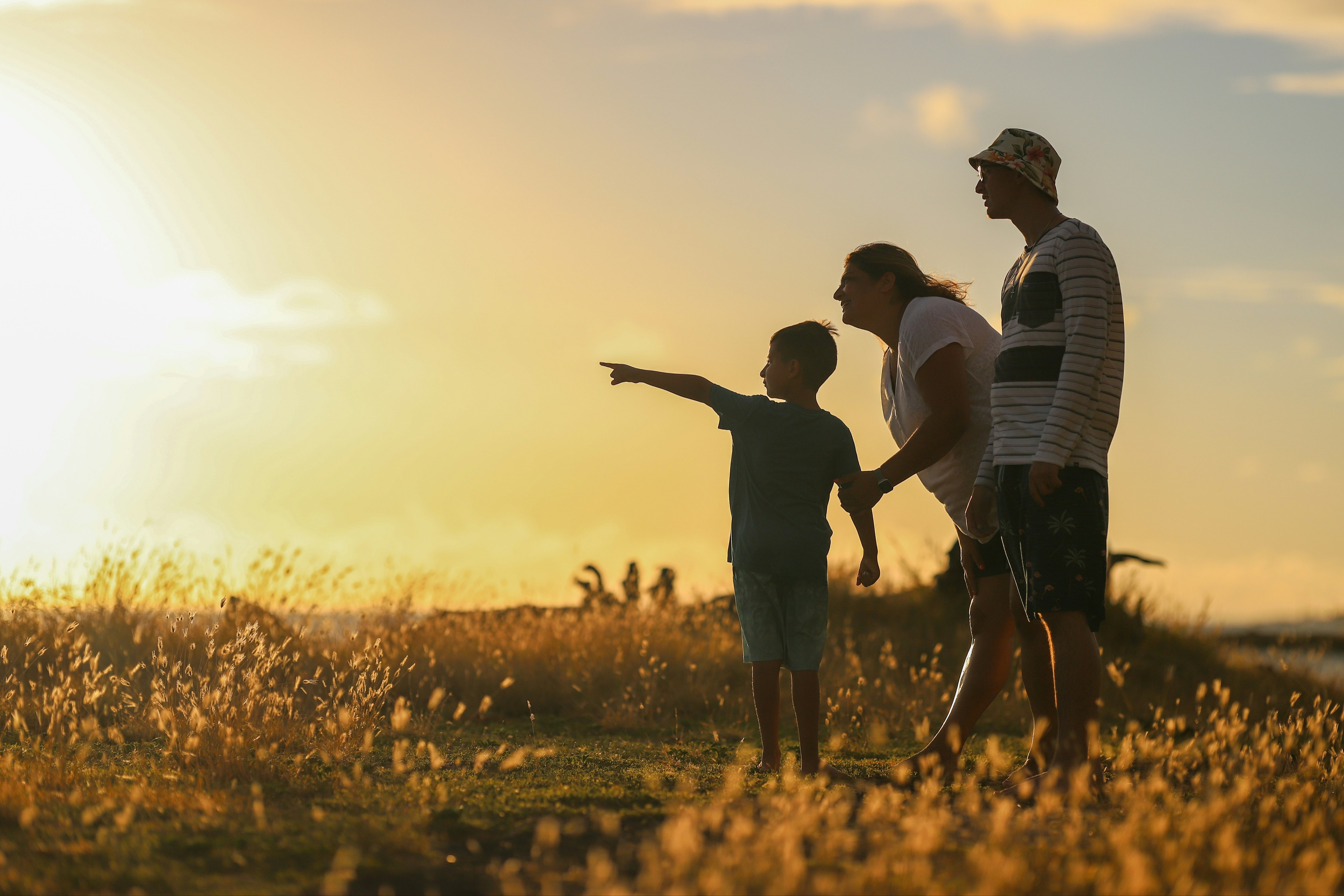 A family in the sunset
