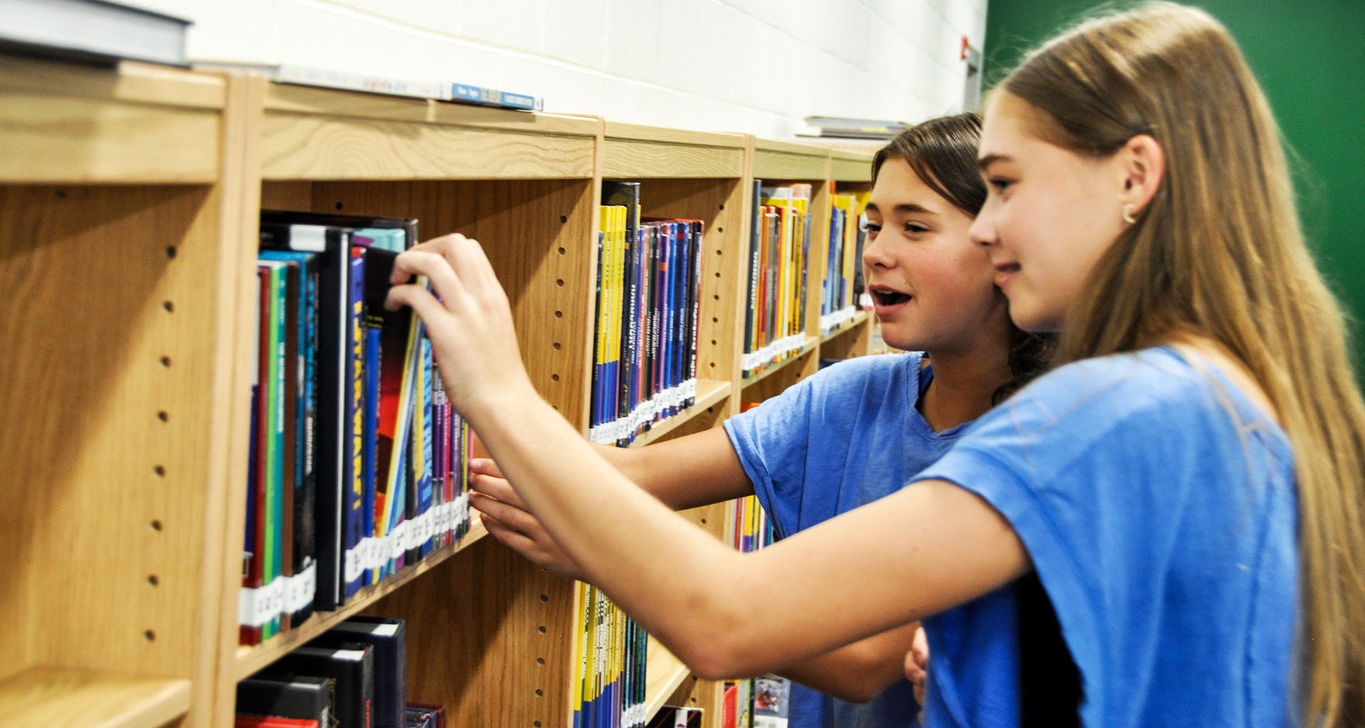two students in library