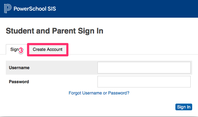 Step 3: Click Create Account Tab