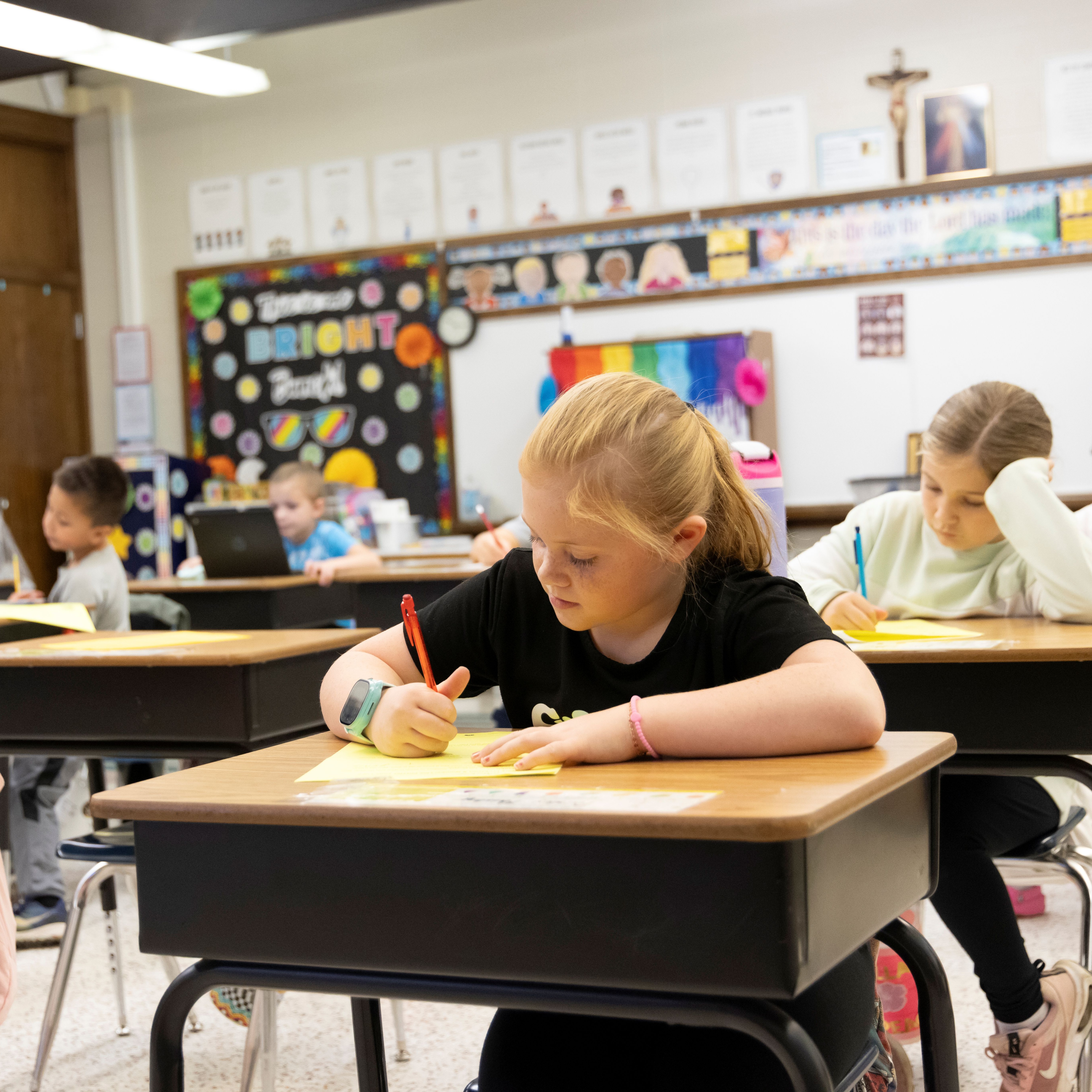 Kids taking a test