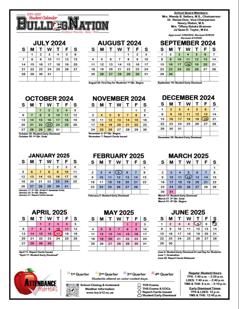 Student Calendar 2024-2025