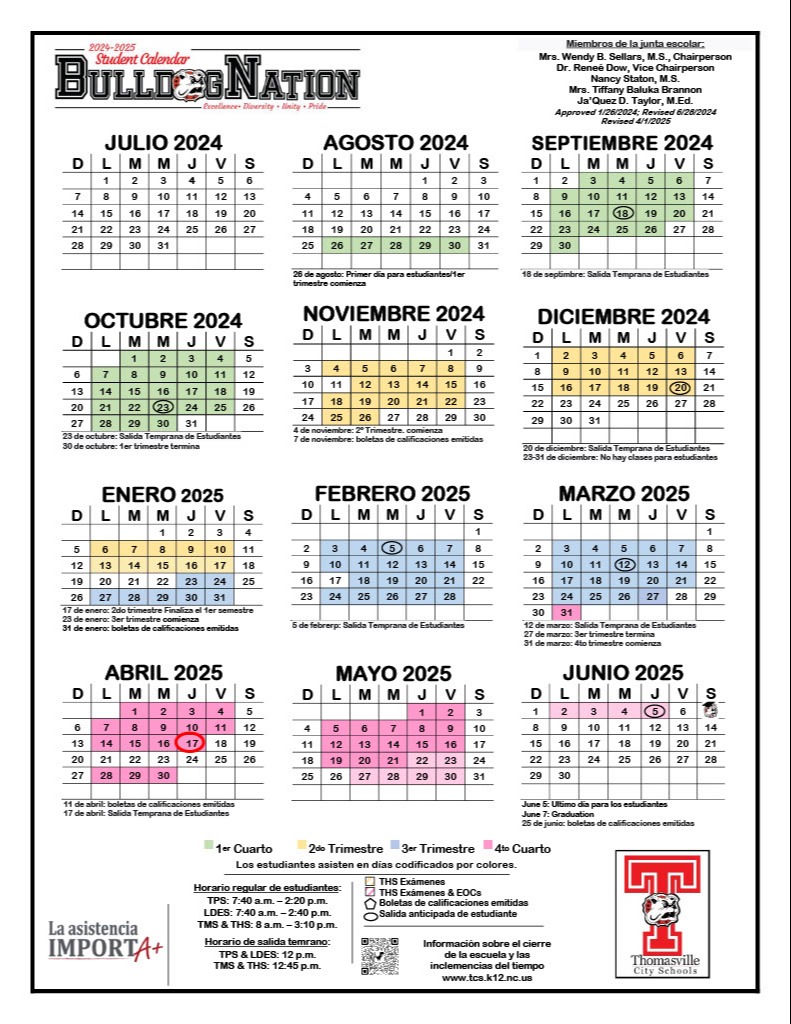 Student Calendar 2024-2025