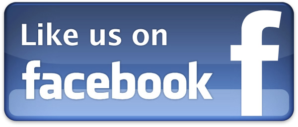 A blue button with the text 'Like us on facebook' in white letters, featuring the Facebook logo.