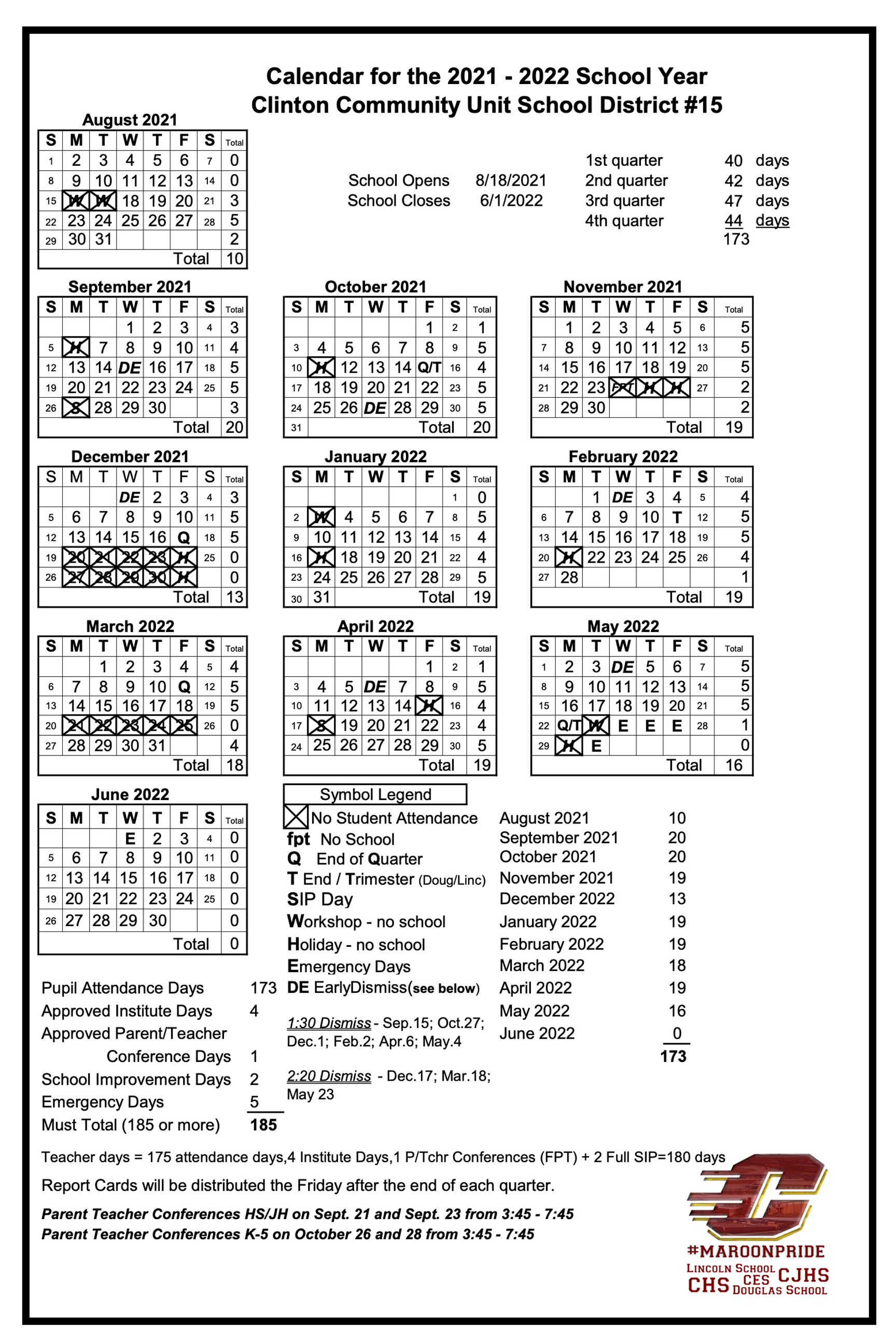 School Calendar | Clinton CUSD #15