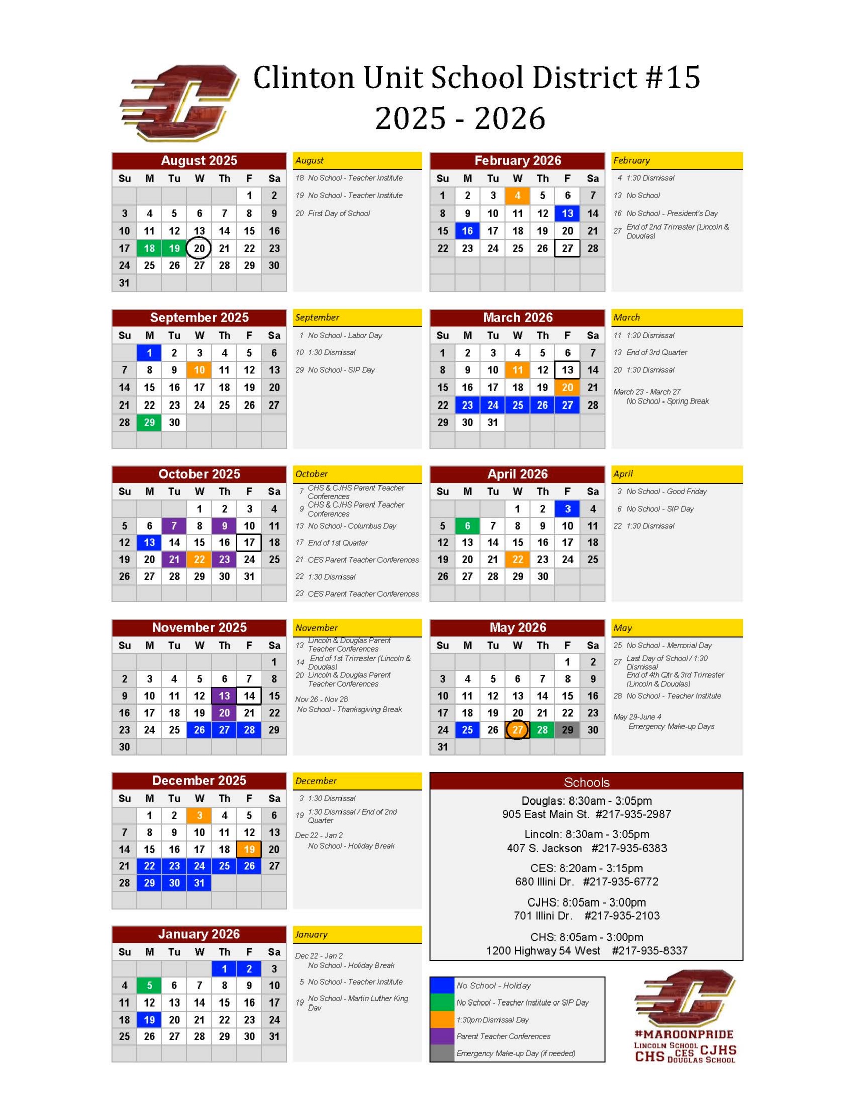 School Calendar 2025-2026