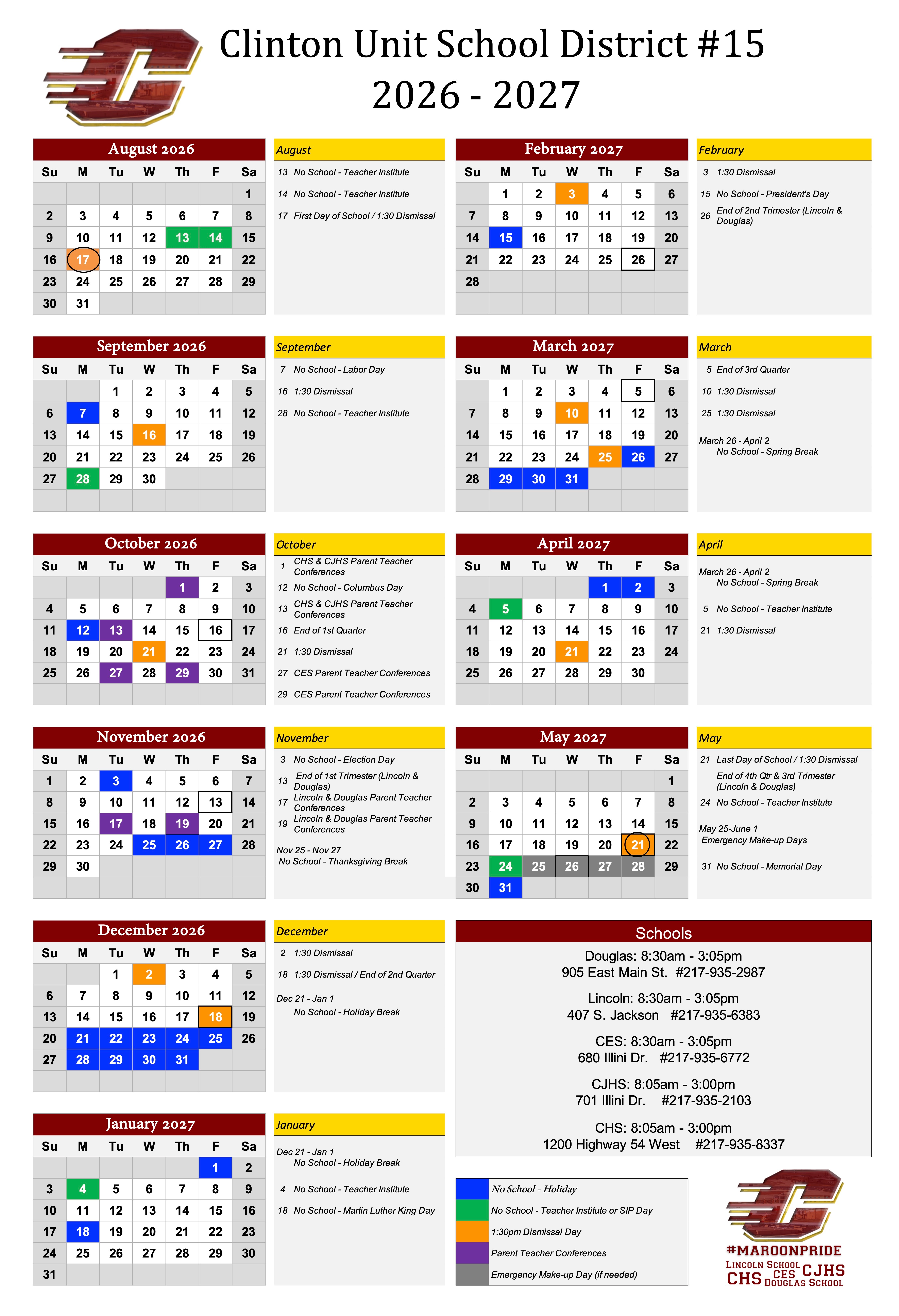 School Calendar 2026-2027