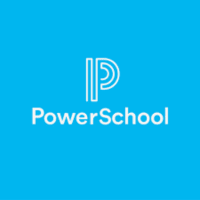 A logo featuring a stylized letter 'P' alongside the word 'PowerSchool' on a bright blue background.