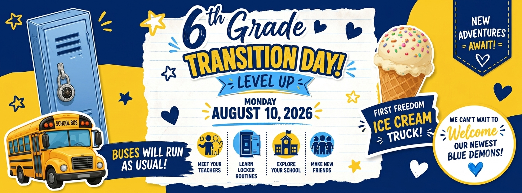 banner graphic advertising 6th grade transition day