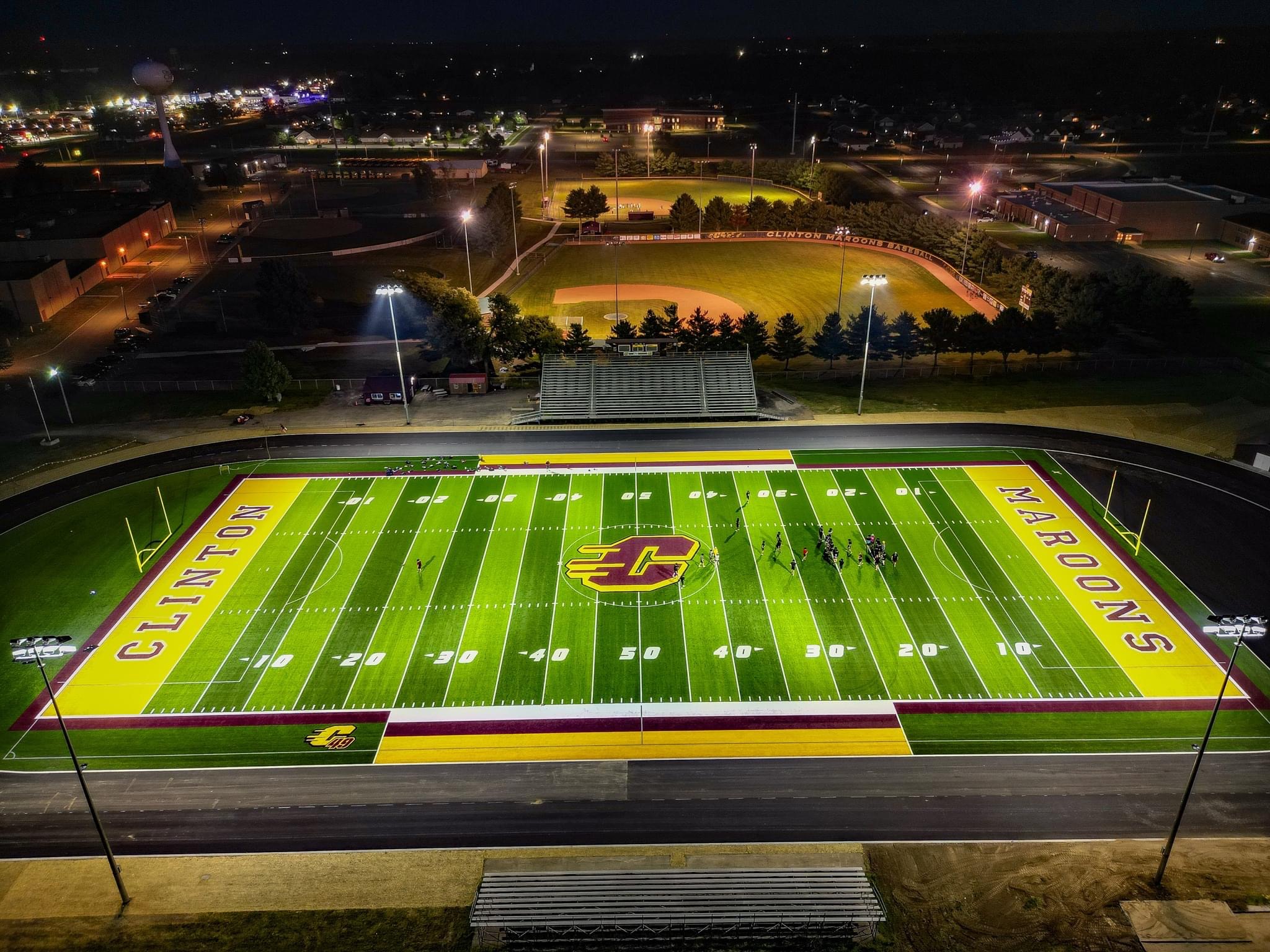 CHS Football Field at night with lights