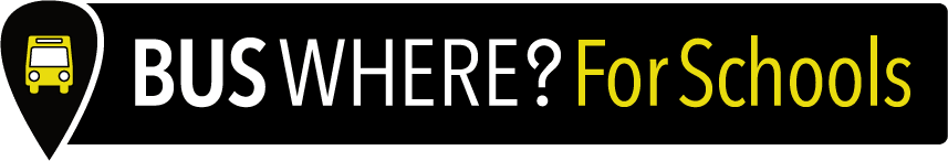 A graphic featuring the text 'BUS WHERE? For Schools' alongside an icon of a bus, set against a black background.