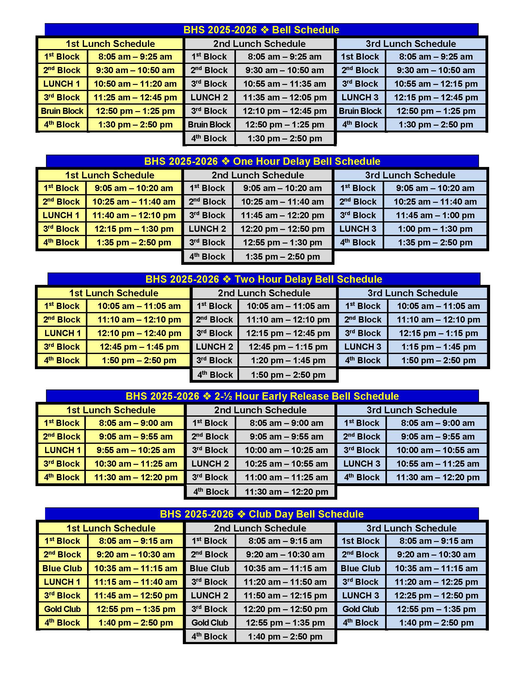 bell schedule