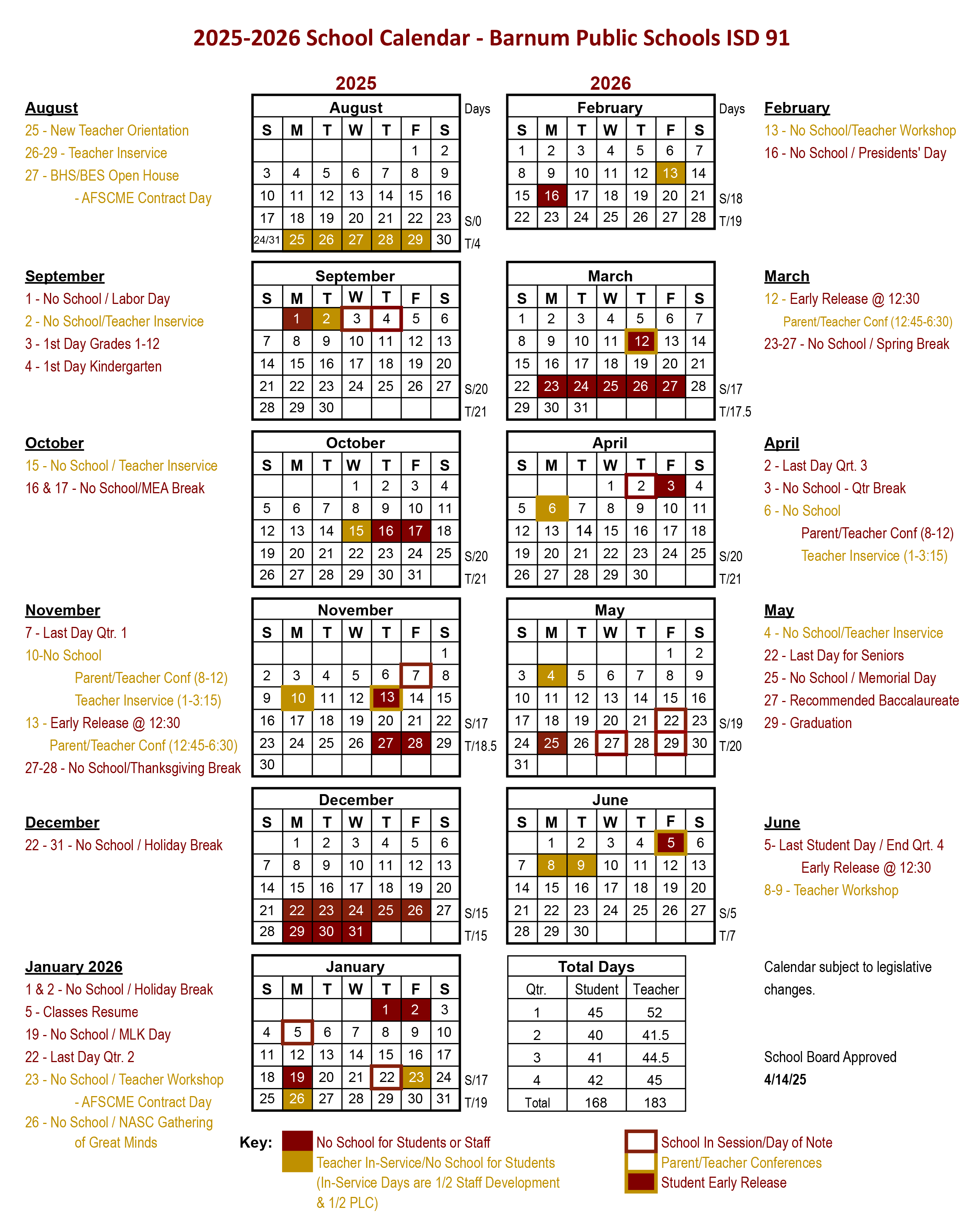 FY26 School Calendar