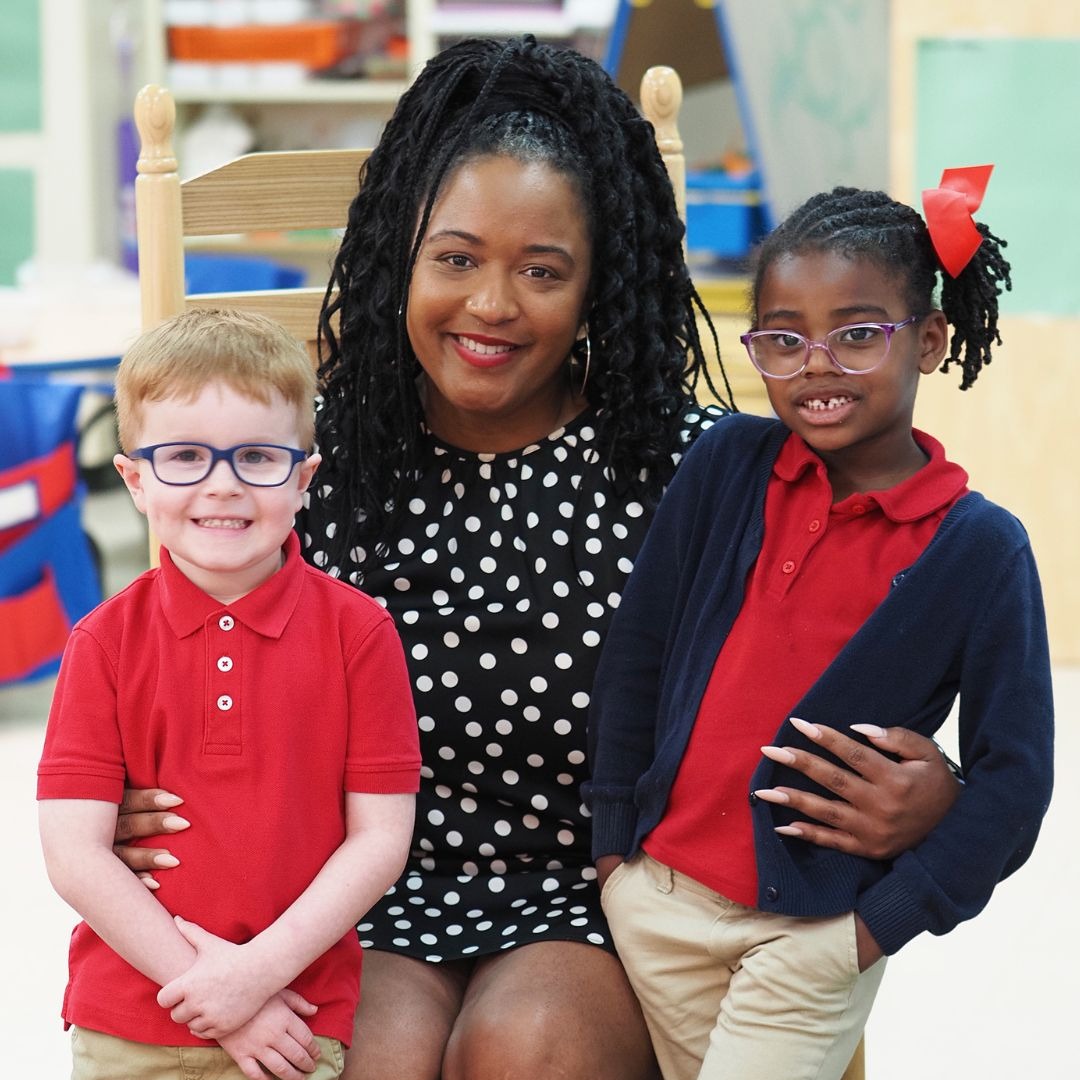 teacher with two students